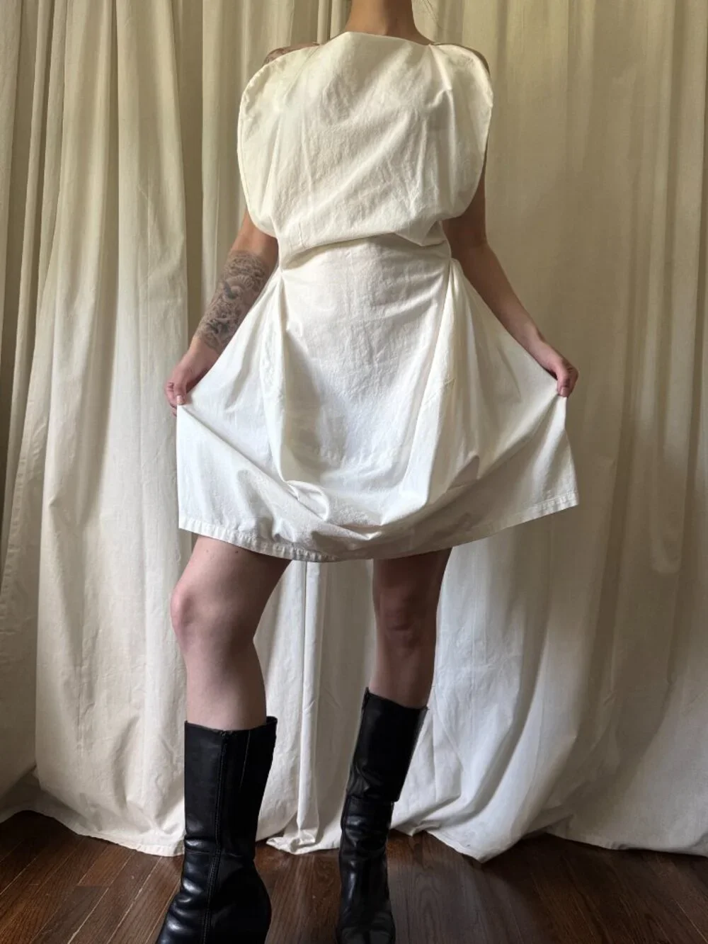 MM6 Maison Margiela White Scoop Neck Sleeveless Mini Dress Women's Size 6 - Picture 3 of 12
